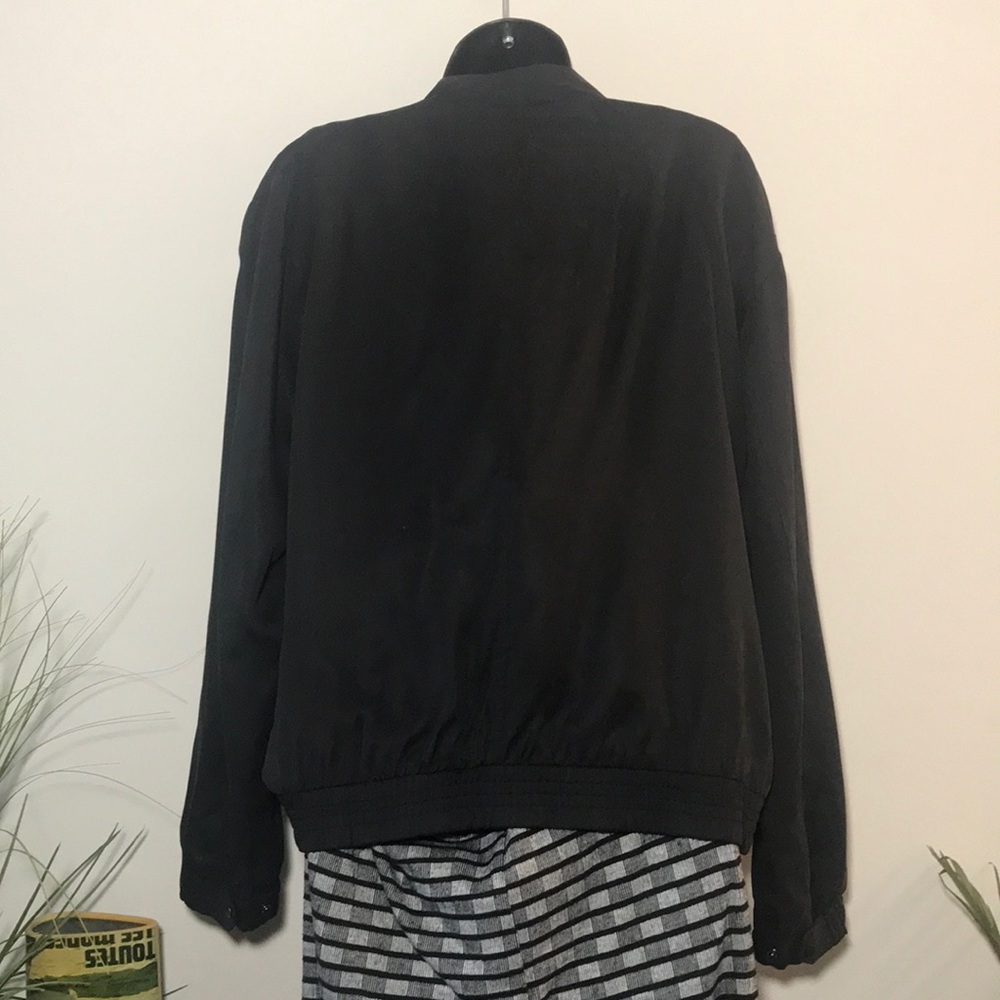 A. Moss Embroidered Black Bomber Jacket - Picture 7 of 8
